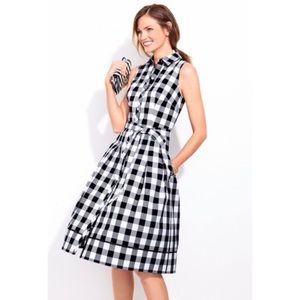 Talbots Black and White Checkered Midi Dress